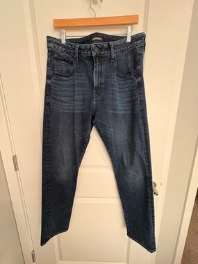 Express Men's Relaxed Tapered Dark Blue Slim Jeans